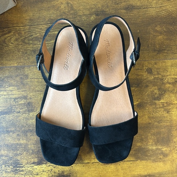 Madewell True Black Suede Platform Sandals 9 - Picture 3 of 9